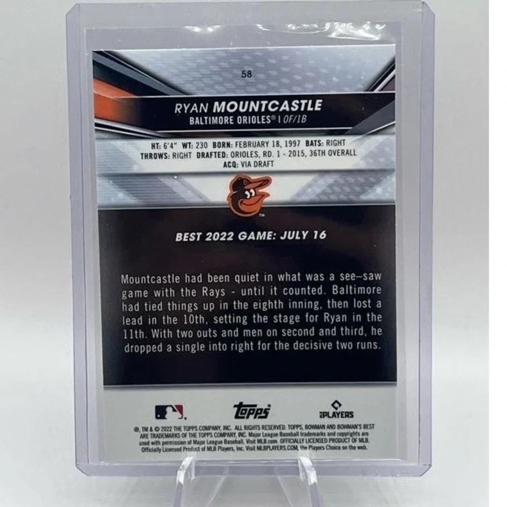 Ryan Mountcastle 2022 Bowman's Best 58 MLB Baltimore Orioles